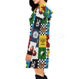 boot smiley alien print All Over Print Hoodie Mini Dress (Model H27)