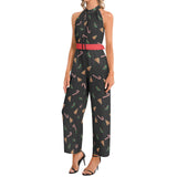 Halter Neck Buckle Belted Jumpsuit