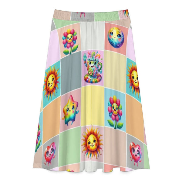 All Over Print Pleated Skirt Half length skirt