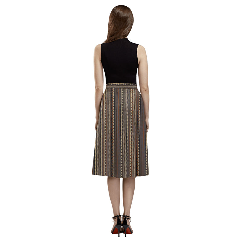 tribal print 2A Mnemosyne Women's Crepe Skirt (Model D16)