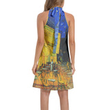 Tie Back Halter Neck Flared Dress