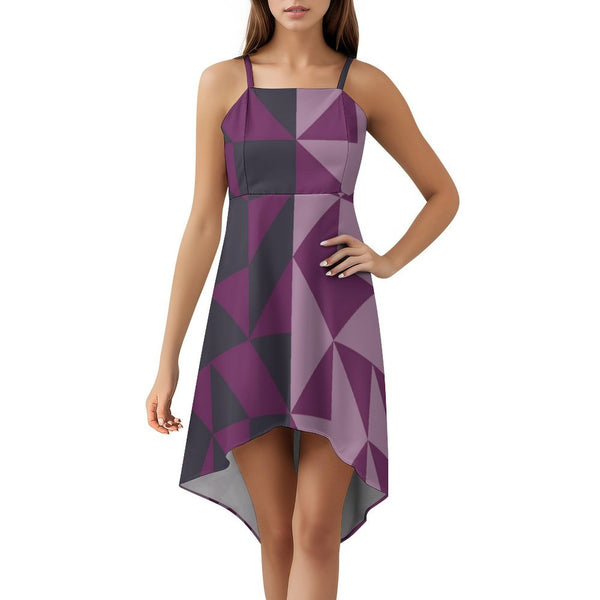 Women&#039;s High-Low Spaghetti Strap Dress Tailcoat skirt