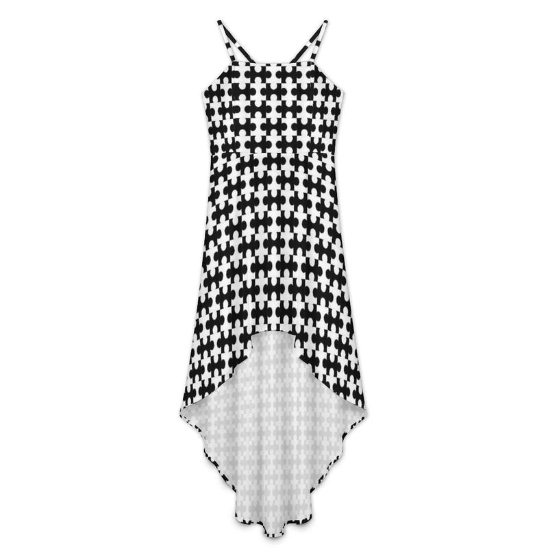 Women&#039;s High-Low Spaghetti Strap Dress Tailcoat skirt