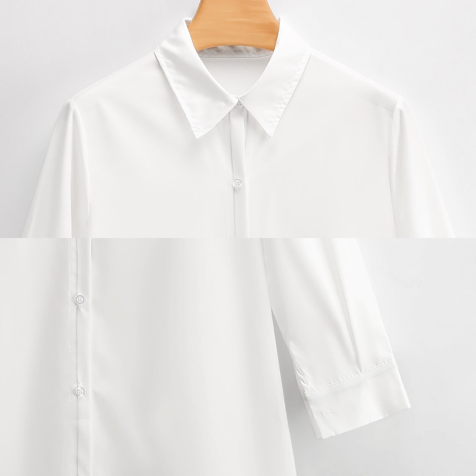 Button-Up Long Sleeve Shirt Dress Long Sleeved Shirt Dress White / 2XL