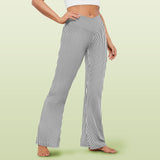 striped bw print 2 High Waist Crossover Tummy Control Flare Leggings