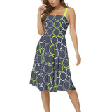 Sleeveless Square Neck Flare Hem Midi Dress