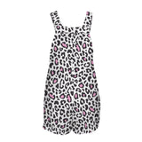 leopard pink accent print 3C Women's Pocket Bib Short Romper