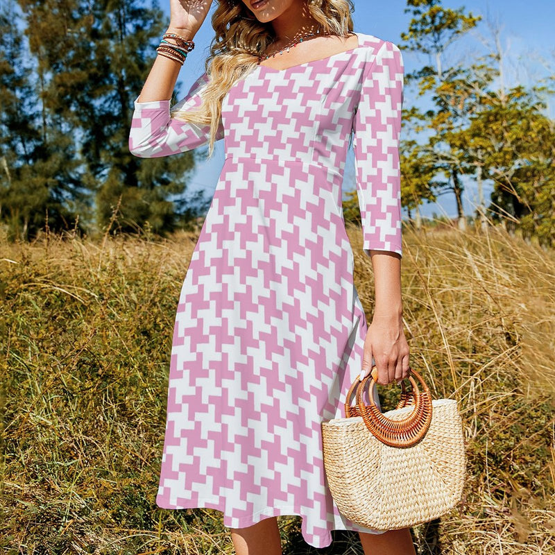 Houndstooth Women's Sweetheart Dress White / S Houndstooth Women's Sweetheart Dress White / S
