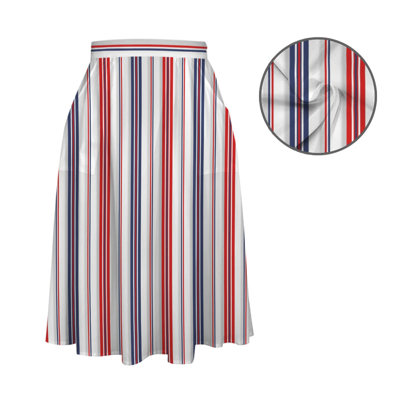 Americana Elastic Waist Pocket Midi Skirt