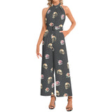 Halter Neck Buckle Belted Jumpsuit