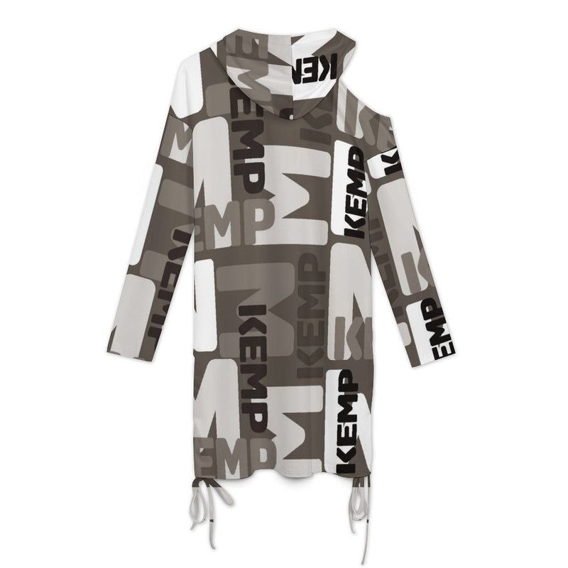 Long sleeved off shoulder skirt Off-Shoulder Hooded Dress
