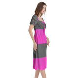 Puff Sleeve Split Thigh Midi Dress