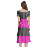 Puff Sleeve Split Thigh Midi Dress