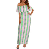 AKA GREEK Women's Off Shoulder Ruffle Boat Neck Dress (Model D71)