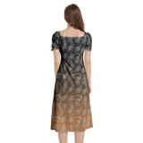 Puff Sleeve Split Thigh Midi Dress