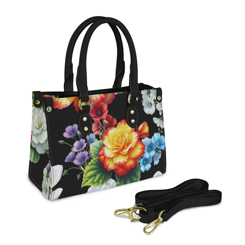 floral garden colorful print 4A PU Leather Handbag-Small (Model 1747)