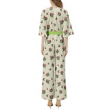 Dolman Sleeve Belted Wide Leg Jumpsuit