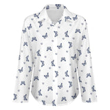 Long Sleeve Blouse (B648) Cropped hem shirt