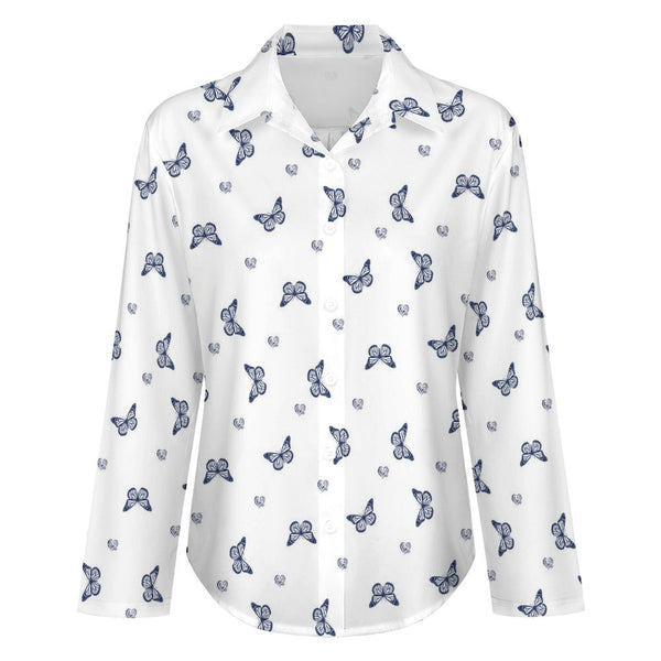 Long Sleeve Blouse (B648) Cropped hem shirt