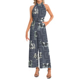 Halter Neck Buckle Belted Jumpsuit