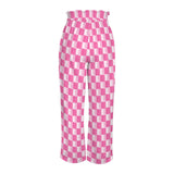 purple eclectic stripe print 2A Strappy Elastic Waist Wide Leg Pants with Pockets