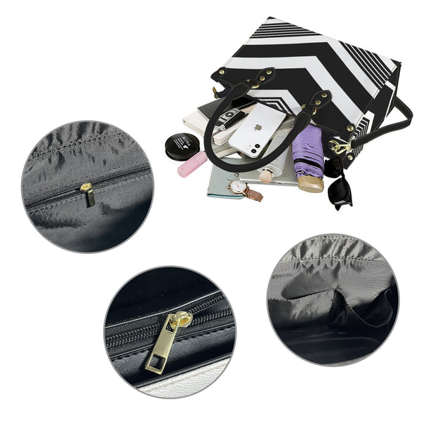 v bias print bw PU Leather Handbag-Small (Model 1747)