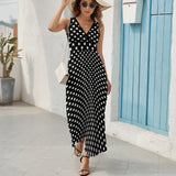Polka Dot Sleeveless Long Dress