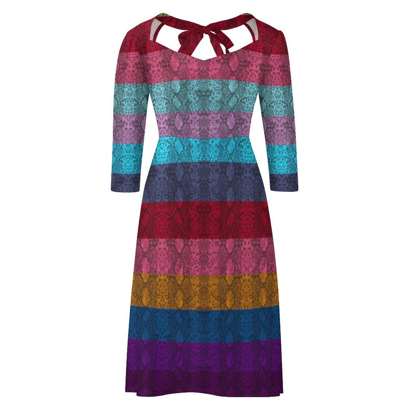 Multicolored Snakeskin Flare dress Women's Sweetheart Dress