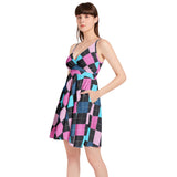 Spaghetti Strap Sleeveless Falred Hem Short Dress