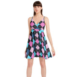 Spaghetti Strap Sleeveless Falred Hem Short Dress