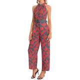 Halter Neck Buckle Belted Jumpsuit