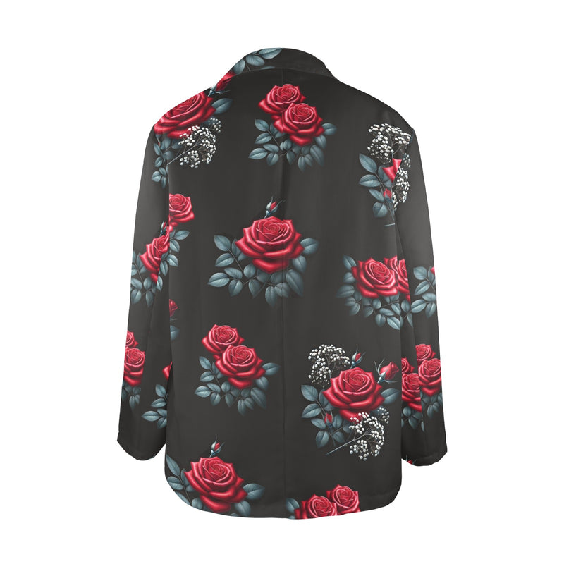 rose baby breath 4K print 2 Women's All Over Print Blazer (Model H64)