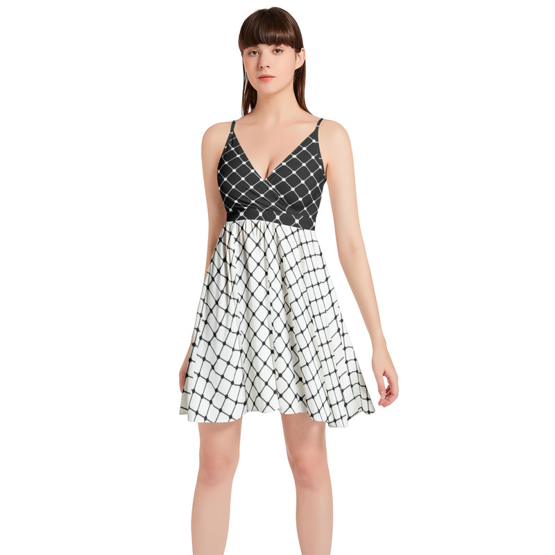 Spaghetti Strap Sleeveless Falred Hem Short Dress