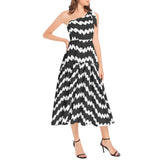 Ruffle Hem One Shoulder Midi Dress