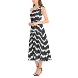 Ruffle Hem One Shoulder Midi Dress