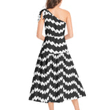 Ruffle Hem One Shoulder Midi Dress