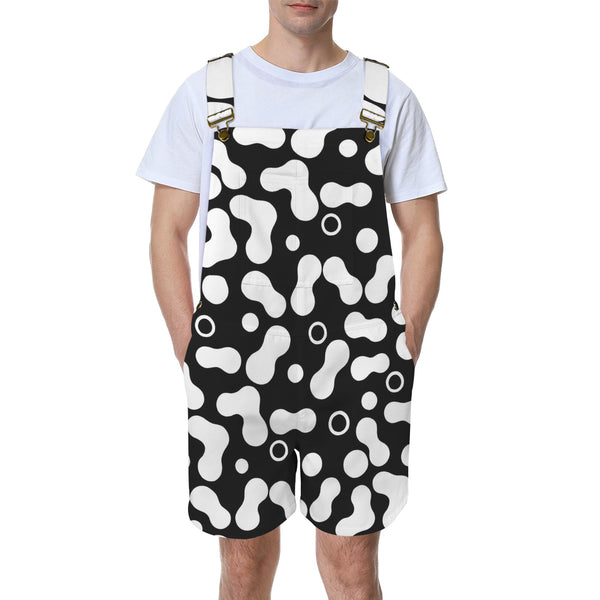 bw spot print 4E Unisex Shorts Suspender Jumpsuit (Model L78)