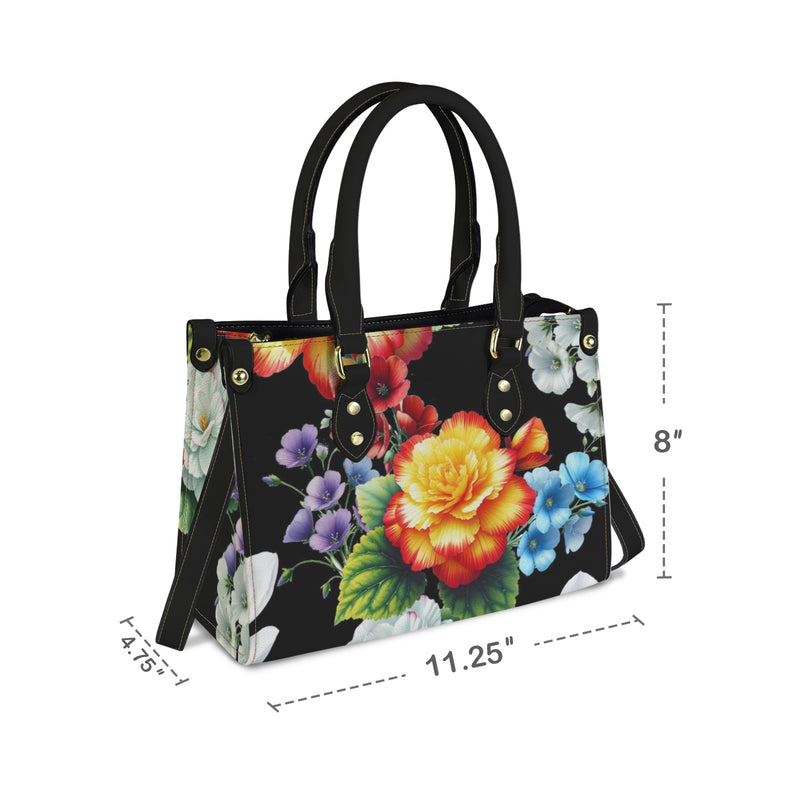 floral garden colorful print 4A PU Leather Handbag-Small (Model 1747)