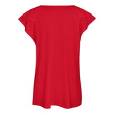 Women's Ruffle Sleeve V-Neck T-Shirt V-neck T-shirt