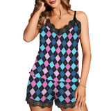 argyle print 1 Women's Lace Camisole Pajama Set