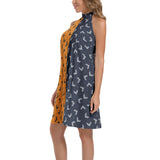 Tie Back Halter Neck Flared Dress