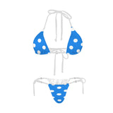 Polka Dot on Blue Women's Halter String Bikini Set