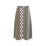 woodland checkered print Mnemosyne Women's Crepe Skirt (Model D16)