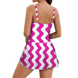 fuchsia solid print 2A Women's One Piece Skirted Swimsuit (Model S54)