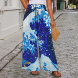 5blue wave7 Elastic Waist Tether Pockets Wide Leg Pants