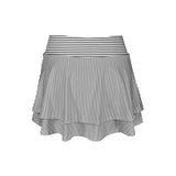 striped bw print 2 High Waist Layered Ruffle Pockets Sports Skirt