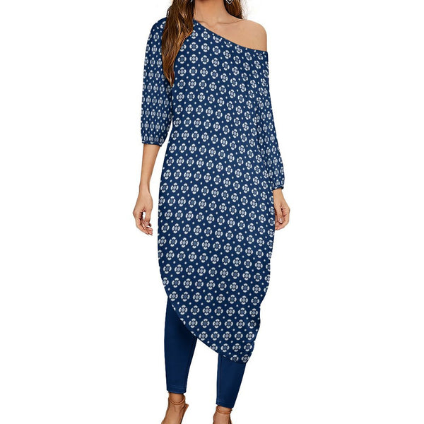 Peacefully Posh Women&#039;s Off Shoulder Two-piece Set Diagonal shoulder two piece set