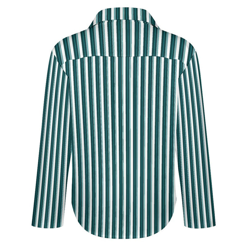 Long Sleeve Blouse (B648) Cropped hem shirt