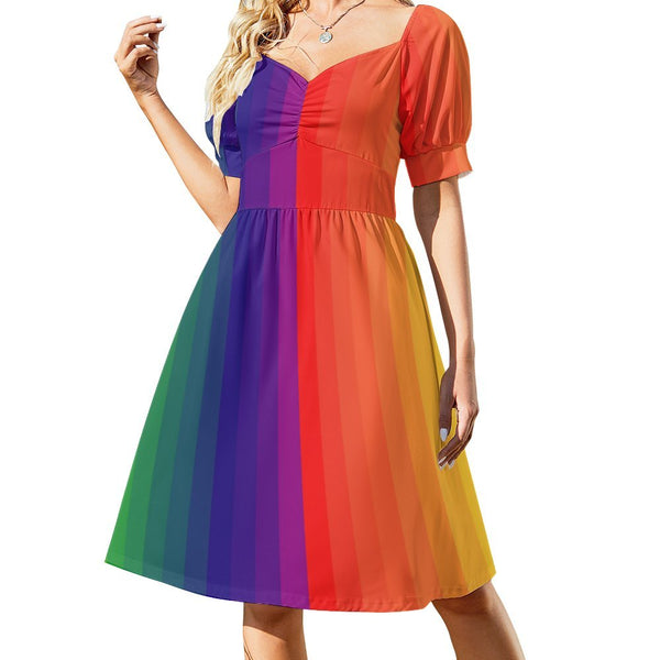 Sweetheart Neck Puff Sleeve Mini Dress (B271) Dress