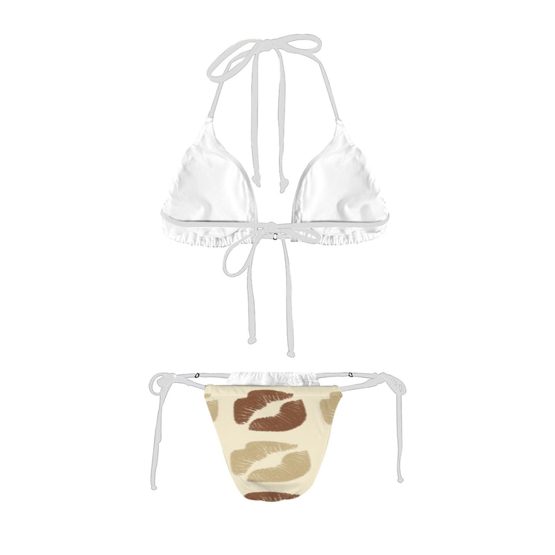 kisses beige and bronze print 2A Women's Halter String Bikini Set